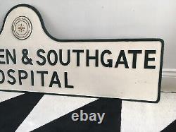 Rare Vintage Giant Cast Iron Hospital Advertising Sign Retro Art Deco Industrial