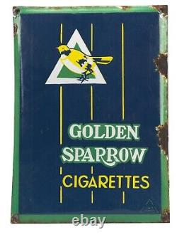 Rare Vintage Golden Sparrow Cigarettes Enamel Sign Made By OGW