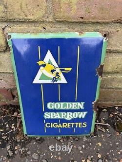 Rare Vintage Golden Sparrow Cigarettes Enamel Sign Made By OGW
