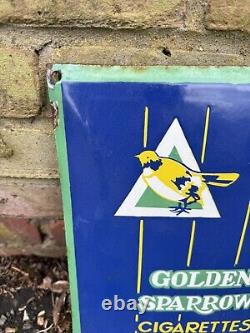 Rare Vintage Golden Sparrow Cigarettes Enamel Sign Made By OGW