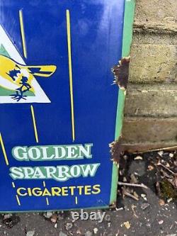 Rare Vintage Golden Sparrow Cigarettes Enamel Sign Made By OGW