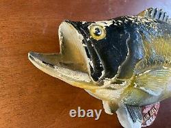 Rare Vintage Grain Belt Beer Advertising Chalkware Fish Largemouth Bass