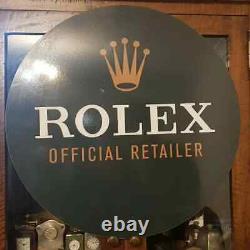 Rare Vintage Green Rolex Dealer Shop Display Advertising Sign Enamel 24 / S020
