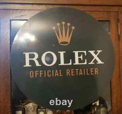 Rare Vintage Green Rolex Dealer Shop Display Advertising Sign Enamel 24 / S020
