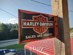 Rare Vintage Harley Davidson Motorcycle Old Dealer Porcelain Metal Sign