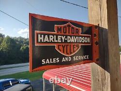 Rare Vintage Harley Davidson Motorcycle Old Dealer Porcelain Metal Sign
