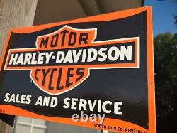 Rare Vintage Harley Davidson Motorcycle Old Dealer Porcelain Metal Sign