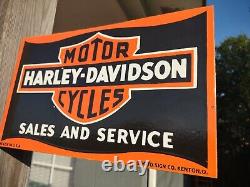 Rare Vintage Harley Davidson Motorcycle Old Dealer Porcelain Metal Sign