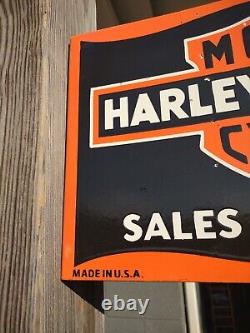 Rare Vintage Harley Davidson Motorcycle Old Dealer Porcelain Metal Sign