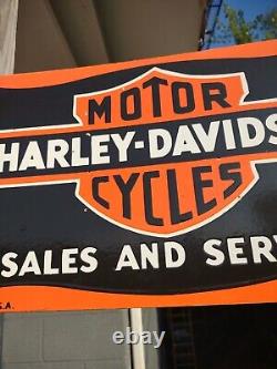 Rare Vintage Harley Davidson Motorcycle Old Dealer Porcelain Metal Sign