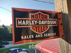 Rare Vintage Harley Davidson Motorcycle Old Dealer Porcelain Metal Sign