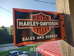 Rare Vintage Harley Davidson Motorcycle Old Dealer Porcelain Metal Sign