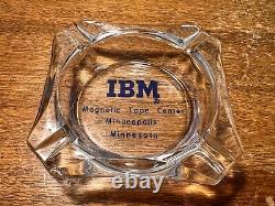 Rare Vintage IBM Ashtray Glass Advertising Magnetic Tape Center Minneapolis Minn