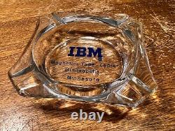Rare Vintage IBM Ashtray Glass Advertising Magnetic Tape Center Minneapolis Minn