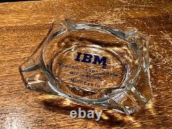 Rare Vintage IBM Ashtray Glass Advertising Magnetic Tape Center Minneapolis Minn