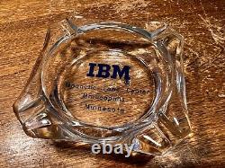 Rare Vintage IBM Ashtray Glass Advertising Magnetic Tape Center Minneapolis Minn