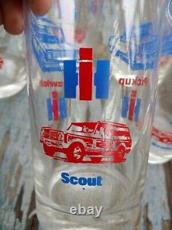 Rare Vintage IH International Harvester Scout, Travelall, Pickup 8 Glasses set