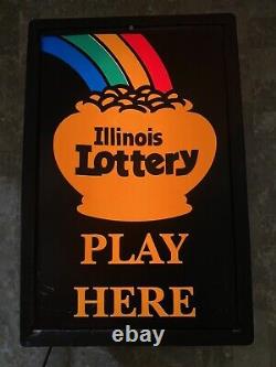 Rare Vintage Illinois Lottery Pot F Gold Lighted Retail Store Display Sign Lucky