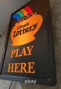 Rare Vintage Illinois Lottery Pot F Gold Lighted Retail Store Display Sign Lucky