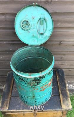Rare Vintage, Indian. Industrial, Lidded Gasoline/ Petroleum Galvanised Canister