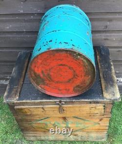 Rare Vintage, Indian. Industrial, Lidded Gasoline/ Petroleum Galvanised Canister