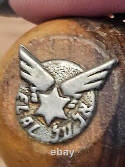 Rare! Vintage Israel Airlines El Al Advertising Olive Wood Keychain & Compass