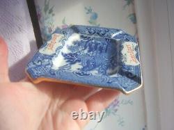 Rare Vintage Jamie Stuart Scotch Whisky Blue on White Willow Pattern Ashtray