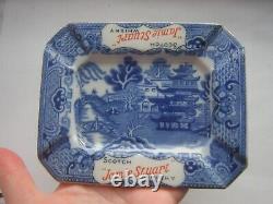 Rare Vintage Jamie Stuart Scotch Whisky Blue on White Willow Pattern Ashtray