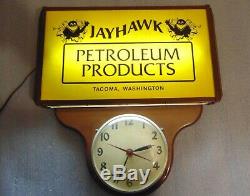 Rare Vintage Jayhawk Oil Petroleum Products Lighted Sign Tacoma Washington