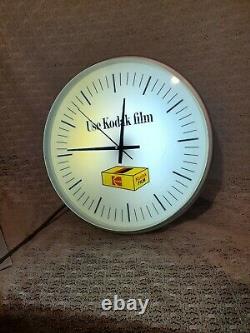 Rare Vintage Kodak Use Kodak Film Advertising Lighted Wall Clock By Dualite