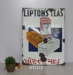 Rare Vintage Lipton Tea Enamel Sign Authentic 1930s Collector's Gem, Collect
