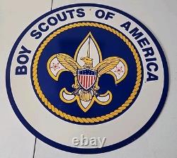 Rare Vintage METAL BOY SCOUTS OF AMERICA 18 Inch Round Aluminum Advertising SIGN