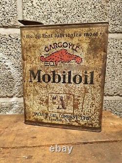 Rare Vintage Mobiloil A Motor Oil Gallon Can Automobilia Garage Original Motor