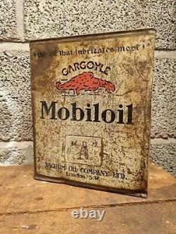 Rare Vintage Mobiloil A Motor Oil Gallon Can Automobilia Garage Original Motor