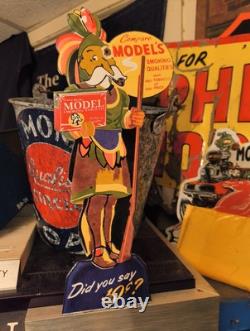 Rare Vintage Model Smoking Tobacco Dealer Porcelain Metal Sign Cigar Pipe 10¢