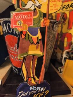 Rare Vintage Model Smoking Tobacco Dealer Porcelain Metal Sign Cigar Pipe 10¢
