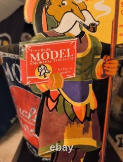 Rare Vintage Model Smoking Tobacco Dealer Porcelain Metal Sign Cigar Pipe 10¢