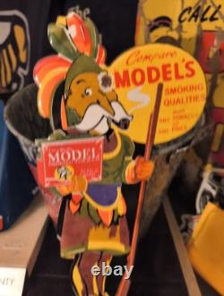Rare Vintage Model Smoking Tobacco Dealer Porcelain Metal Sign Cigar Pipe 10¢
