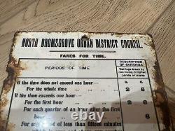Rare Vintage N. Bromsgrove Urban Council Hackney Carriage Fare Enamel Sign Horses