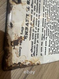 Rare Vintage N. Bromsgrove Urban Council Hackney Carriage Fare Enamel Sign Horses