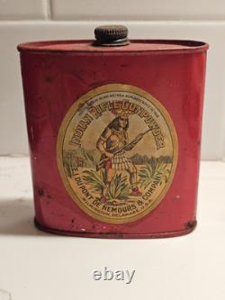 Rare Vintage Native American Indian Rifle FFFG DuPont Advertising Gun Powder Tin