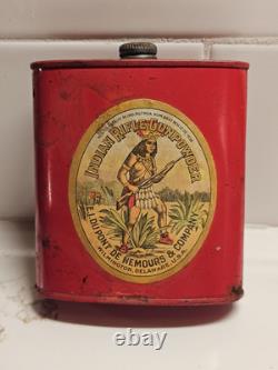 Rare Vintage Native American Indian Rifle FFFG DuPont Advertising Gun Powder Tin
