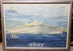 Rare Vintage Old Original 1930s LLOYD Triestino Victoria Ship Poster By P Klodic