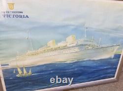 Rare Vintage Old Original 1930s LLOYD Triestino Victoria Ship Poster By P Klodic
