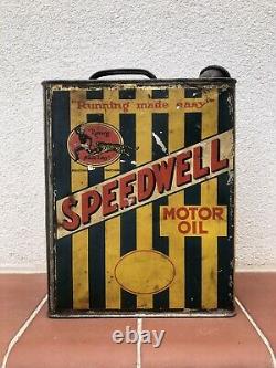Rare Vintage Old Original 1930s Speedwell Motor Oil Can 5L