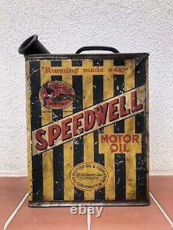 Rare Vintage Old Original 1930s Speedwell Motor Oil Can 5L