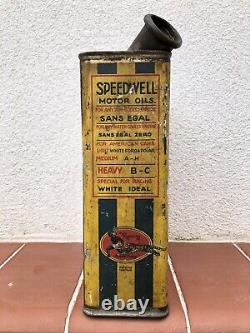 Rare Vintage Old Original 1930s Speedwell Motor Oil Can 5L