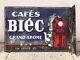 Rare Vintage Old Original 30s Cafes Biec Coffee Enamel Double Sided Enamel Sign