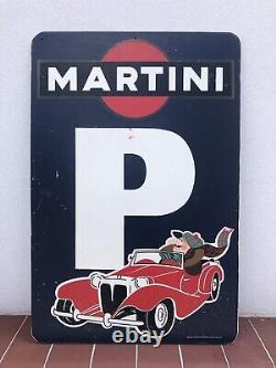 Rare Vintage Old Original 50s Martini Parking Hard Board Sign Large Not Enamel