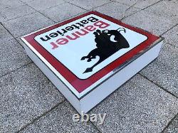 Rare Vintage Old Original 80s Banner Battery Dealer Garage Light Sign Not Enamel